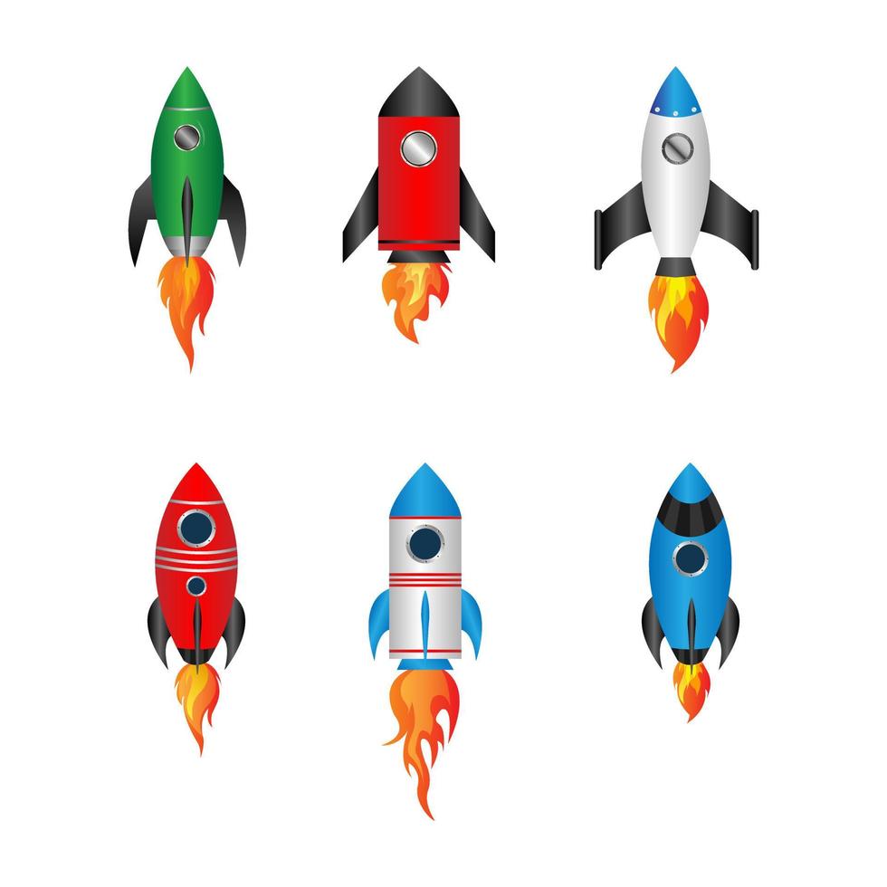conjunto de ilustración de forma de cohete vector