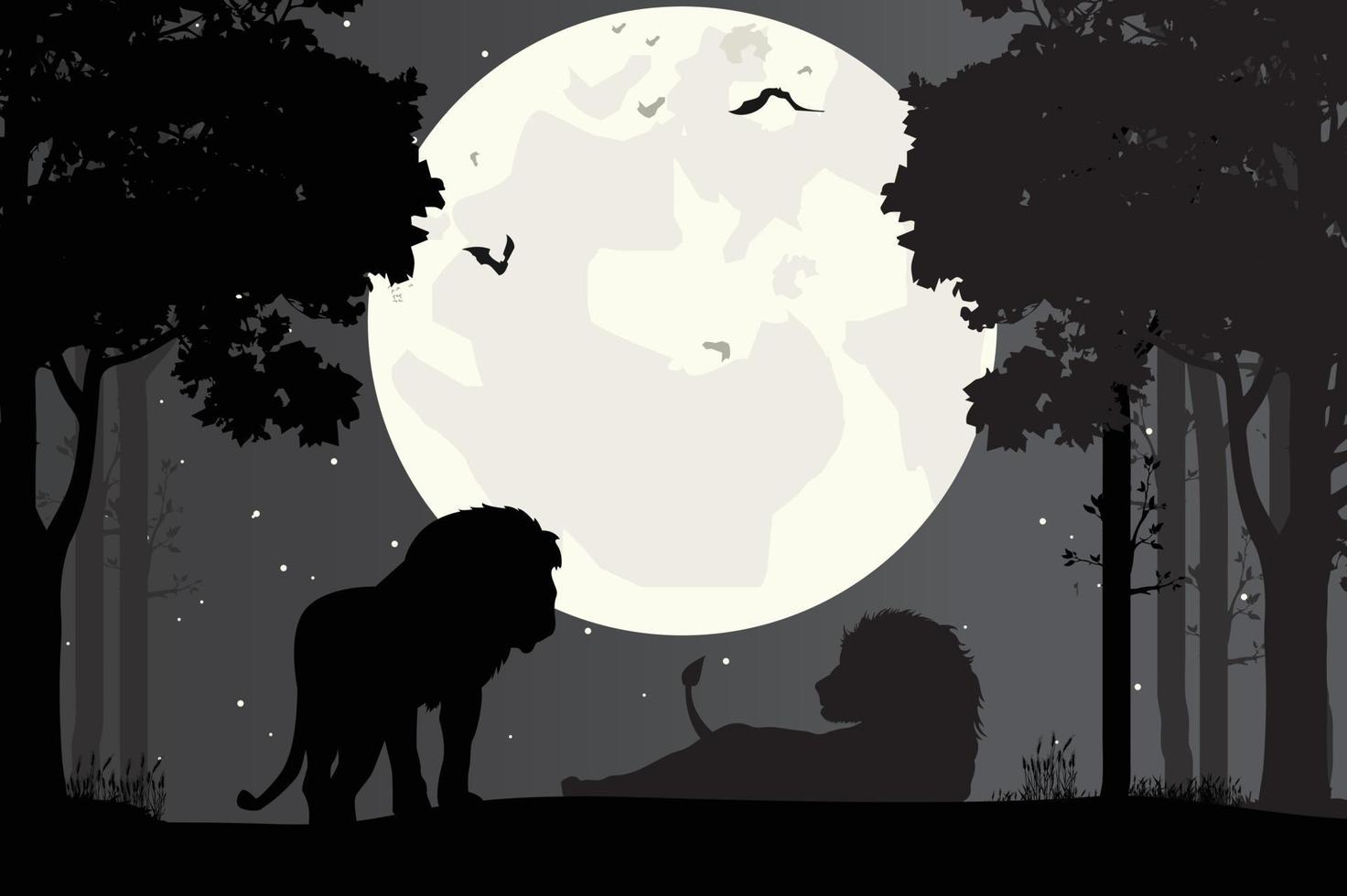 cute lion animal silhouette illustration vector