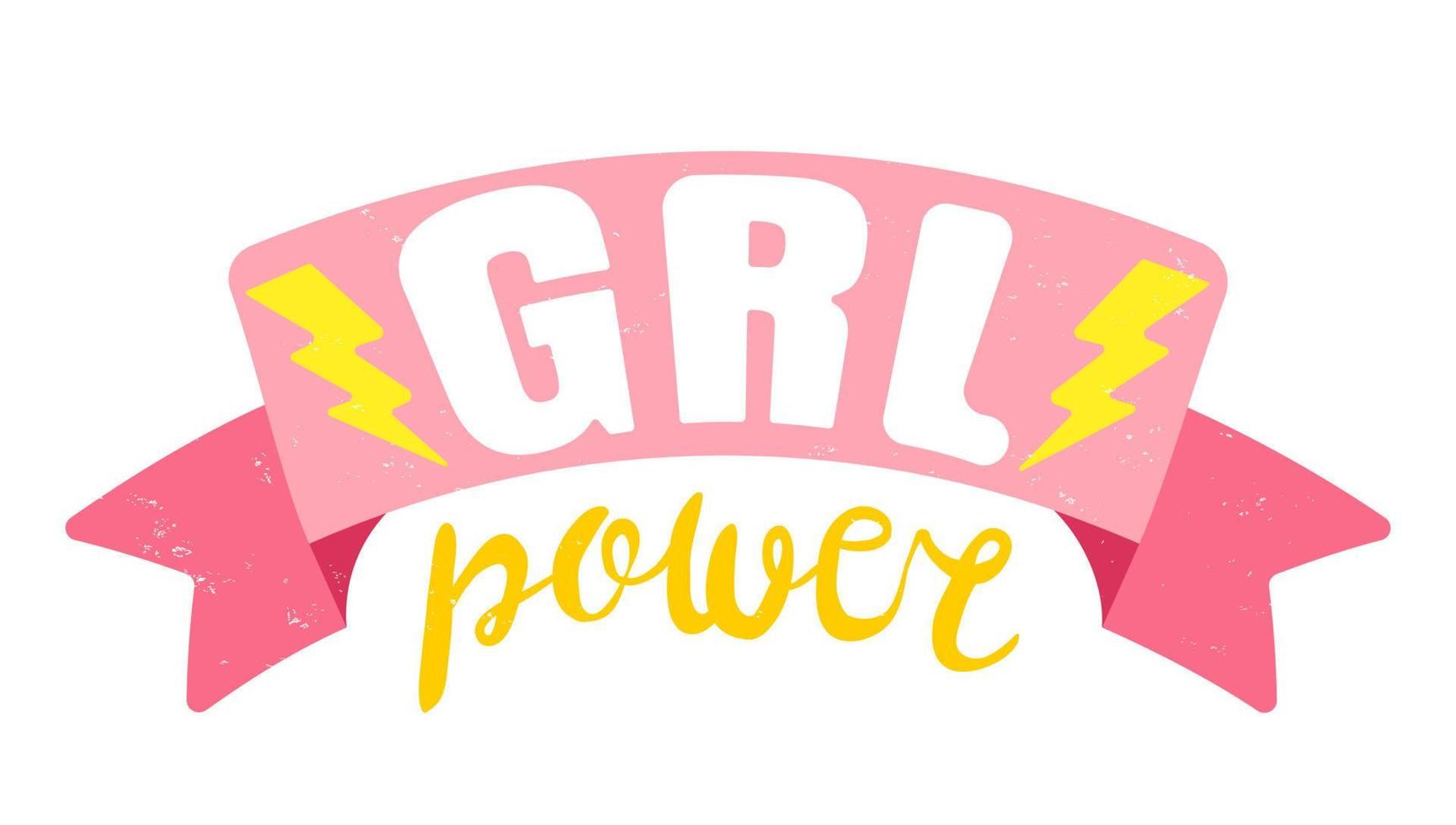 cartel de girl power con cinta rosa vector