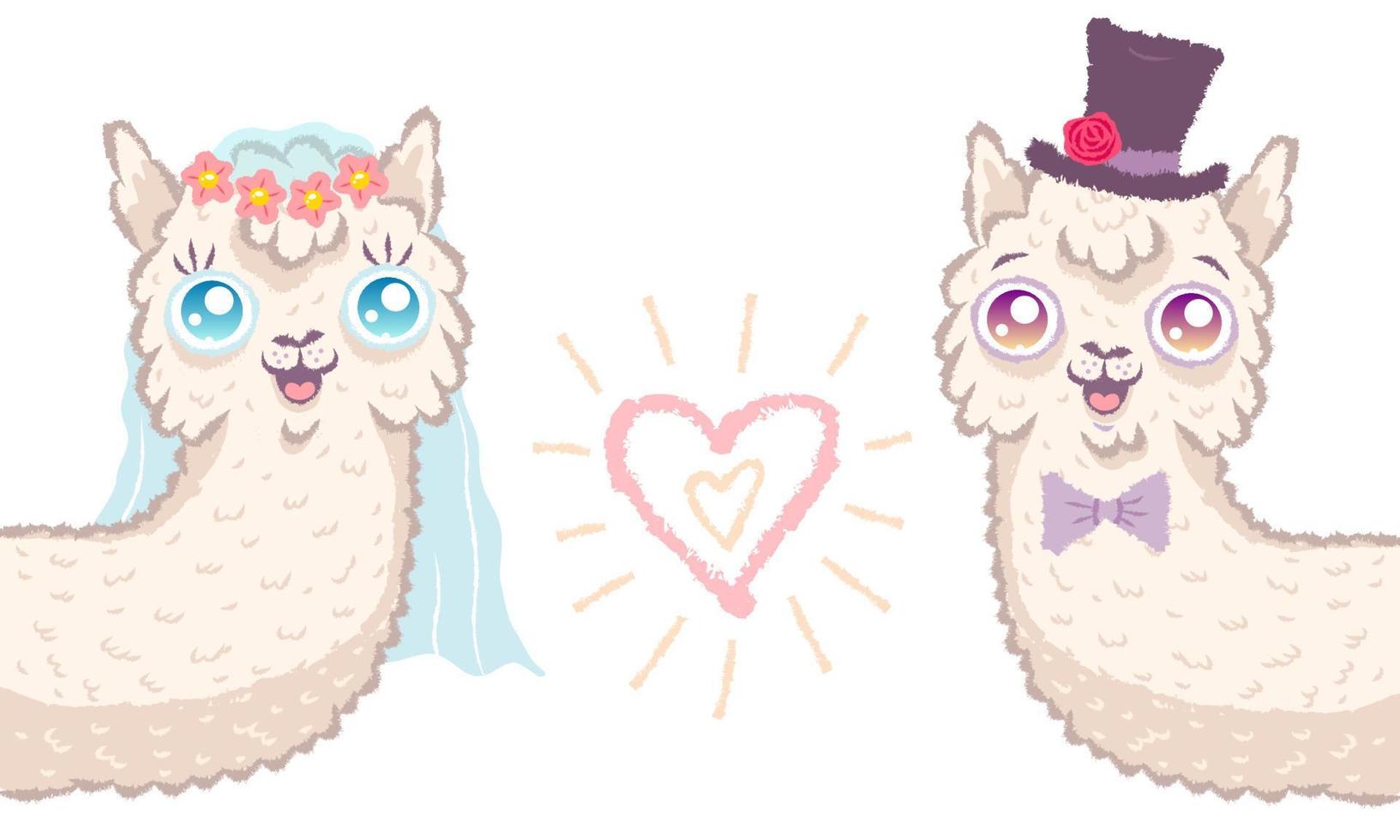 llamas for wedding invitation vector