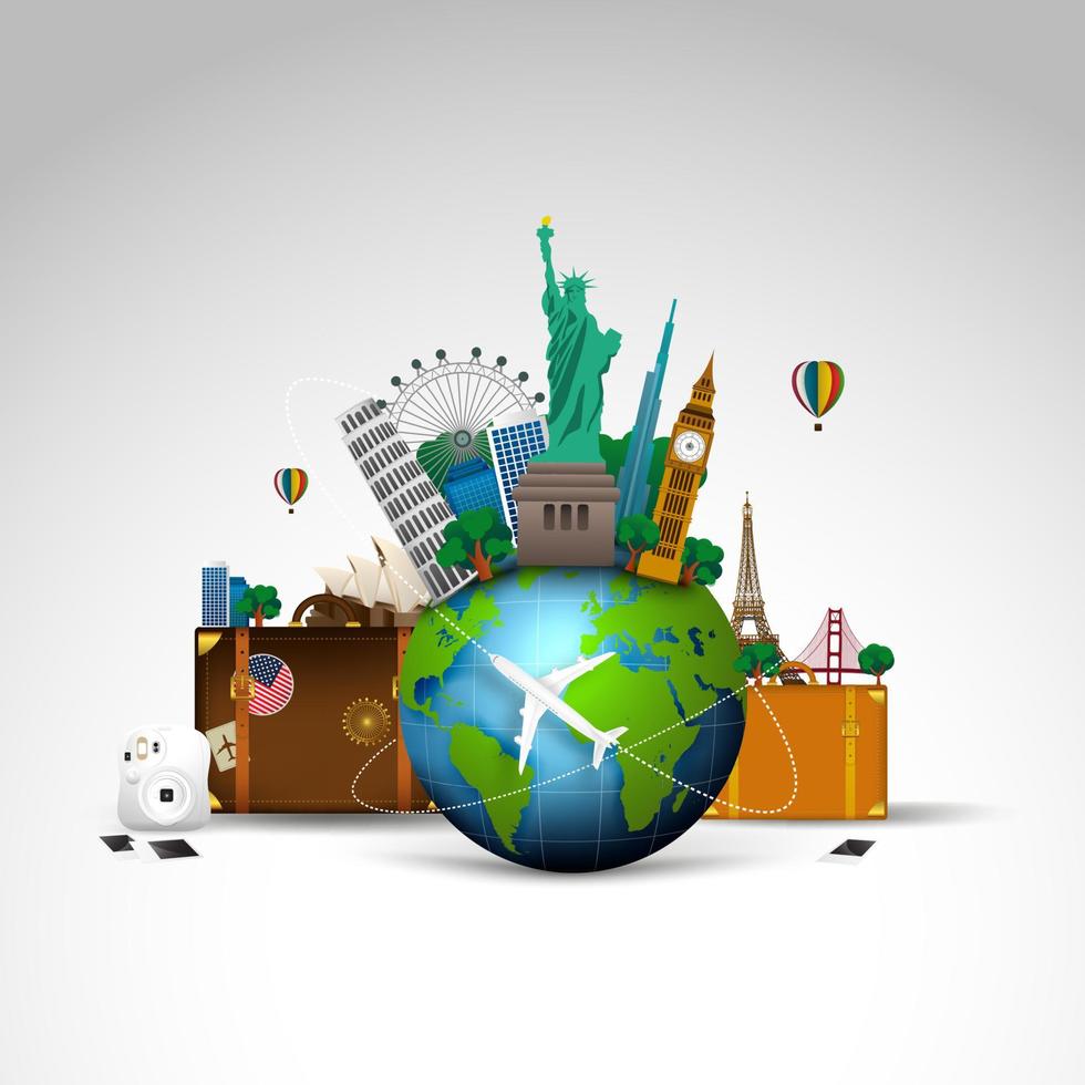 Travel of the world background. vector 5901368 Vector Art at Vecteezy