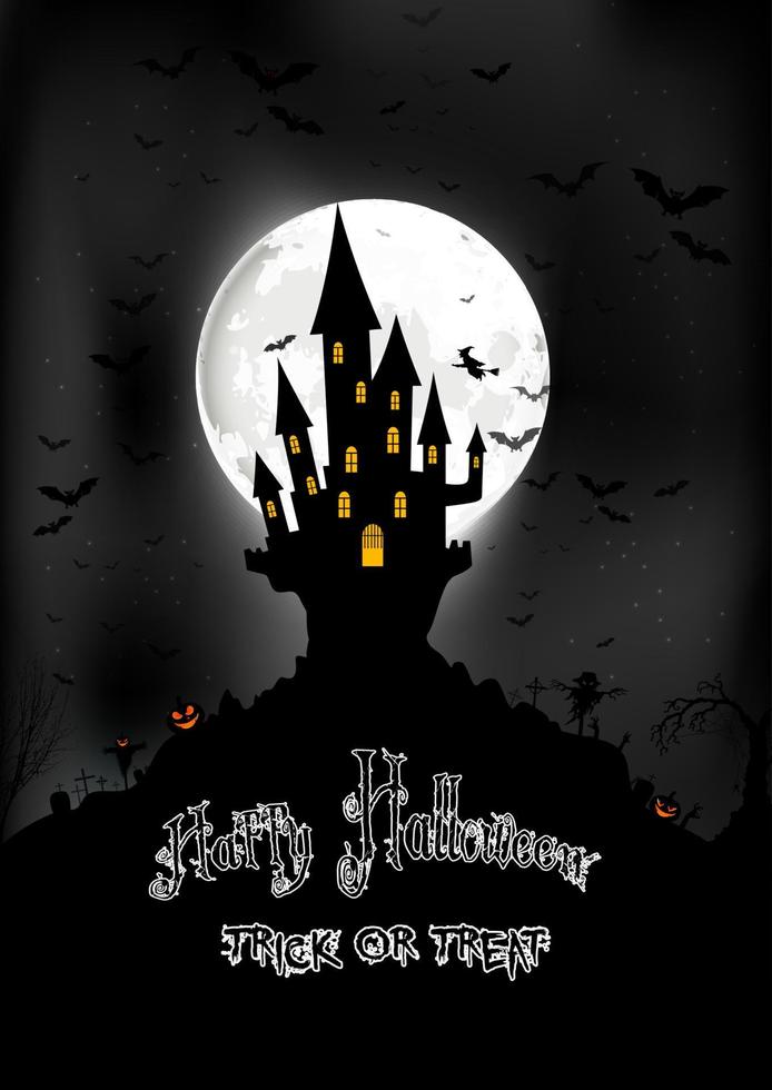 Halloween background with scary house.Vector vector