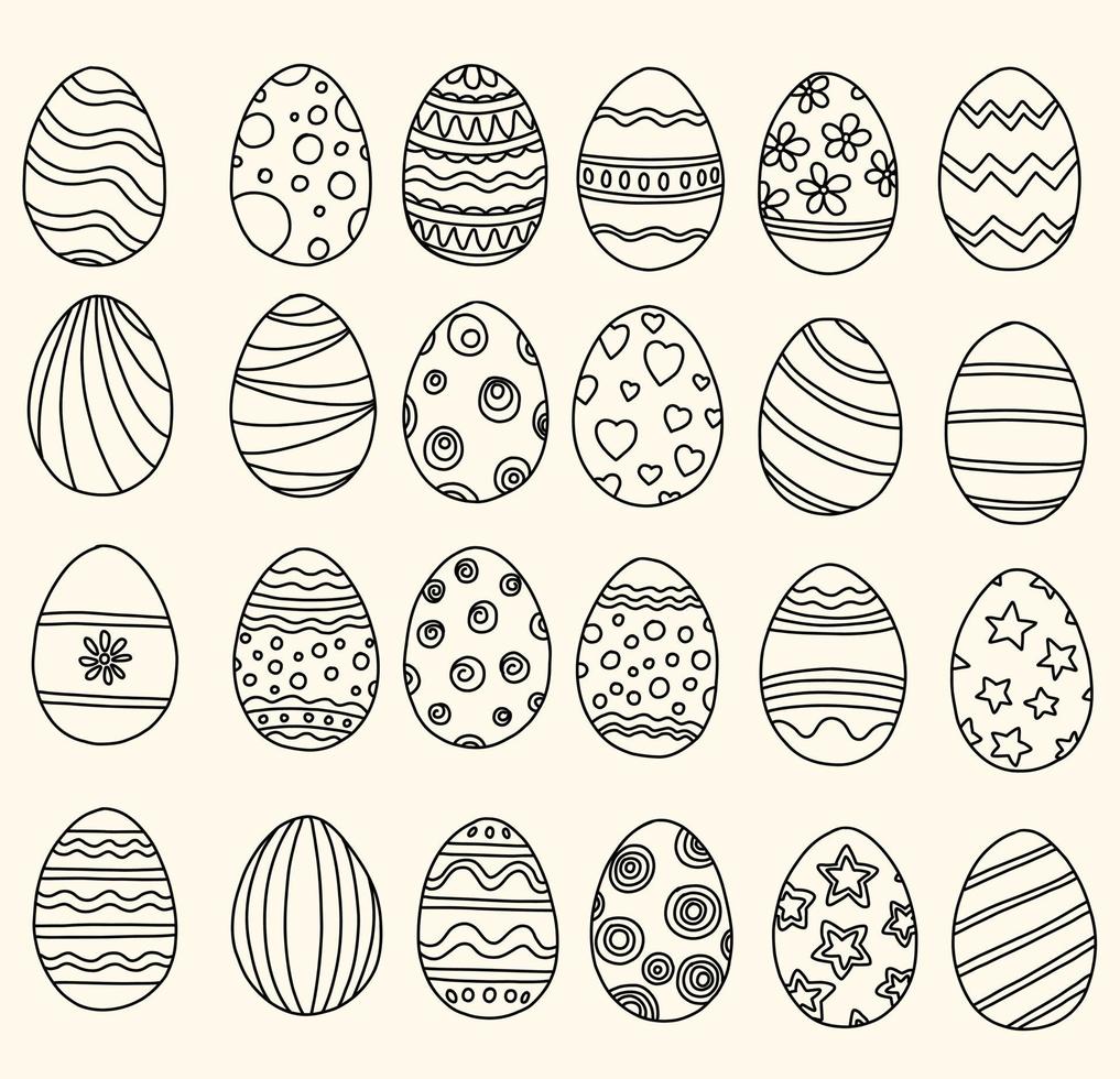 Easter egg doodle freehand drawing collection. vector