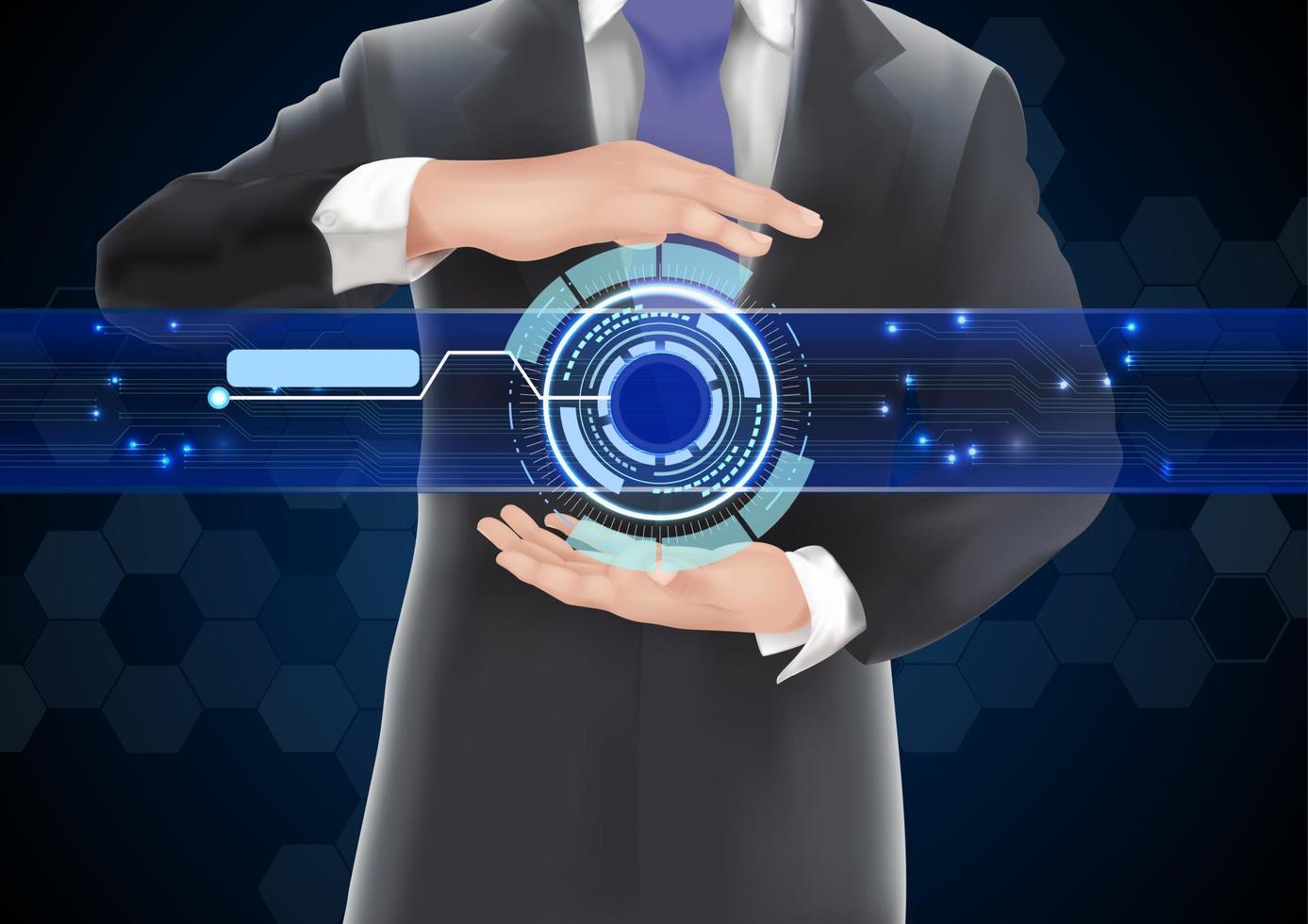 Man holding glowing globe vector