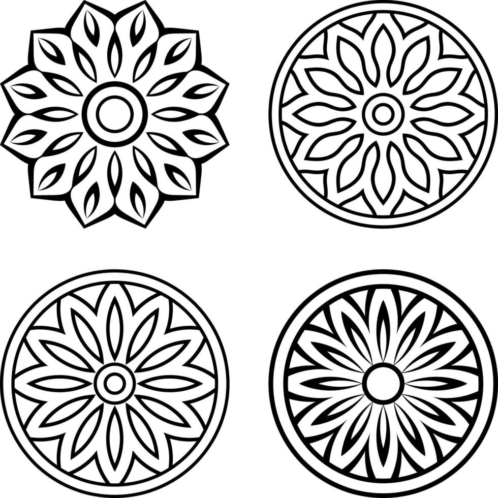 conjunto de logotipo de mandala de adorno redondo con patrón floral, patrón oriental, ilustración vectorial. islam, árabe, indio, turco, chino, otomano vector