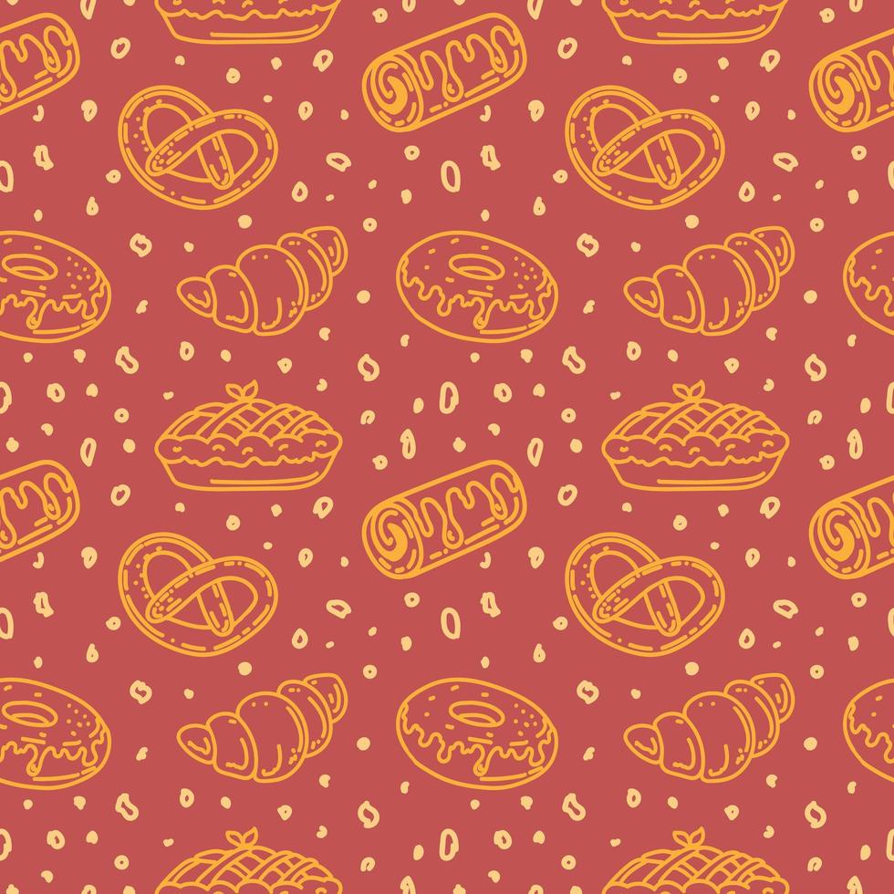 Collection of hand-drawn food. Retro vintage style food design. Seamless pattern. Vector illustration.