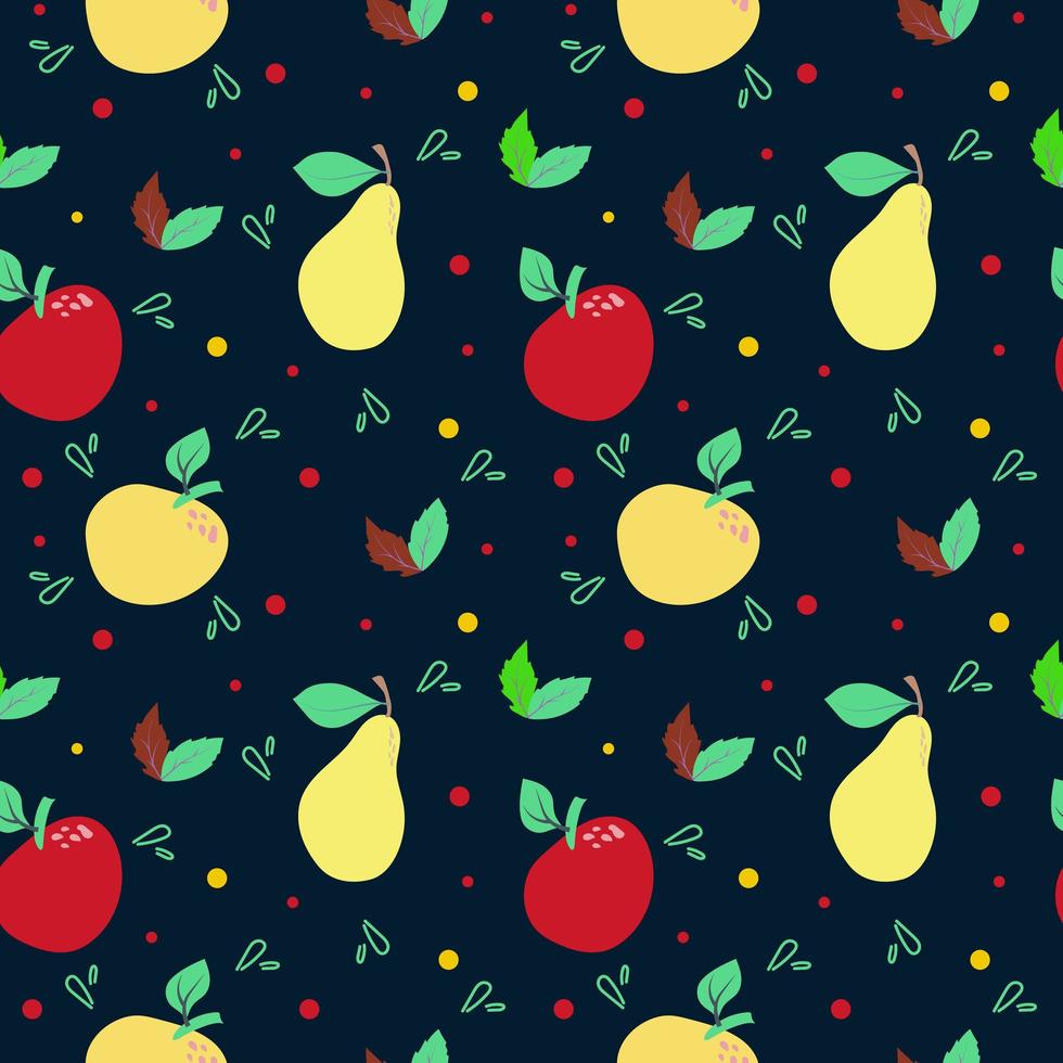 Seamless pattern on a dark background. World Food Day. October 16. Vegetables and fruits, mushrooms, herbs and spices. Suitable for textiles and packaging. vector