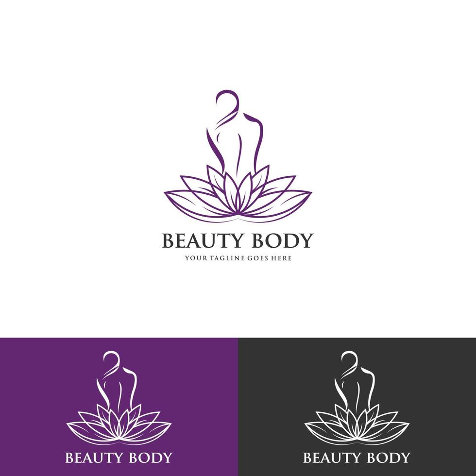 spa de belleza de loto, plantilla de logotipo de mujer de cosmética natural vector