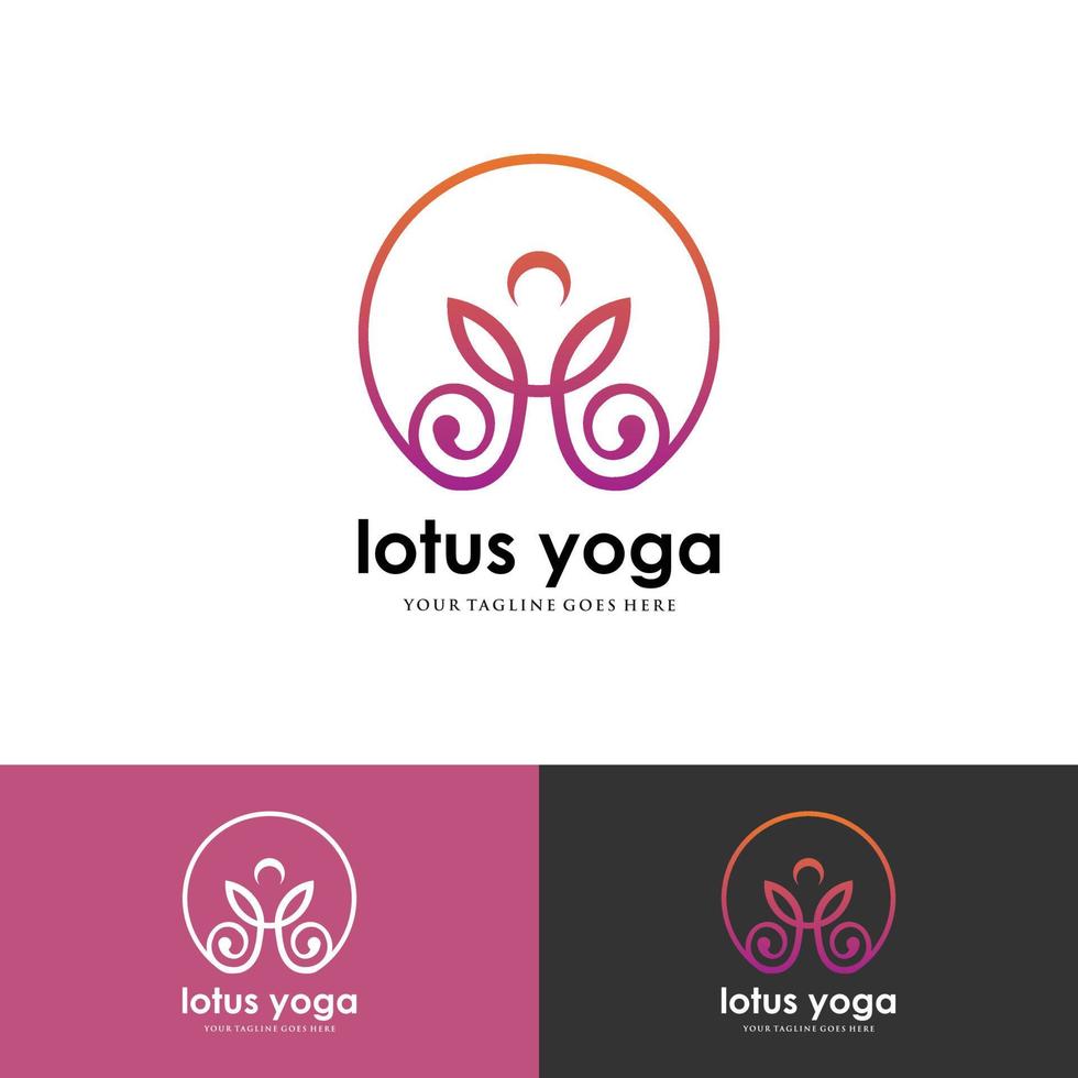 Human Yoga With Lotus Logo Design Template. vector