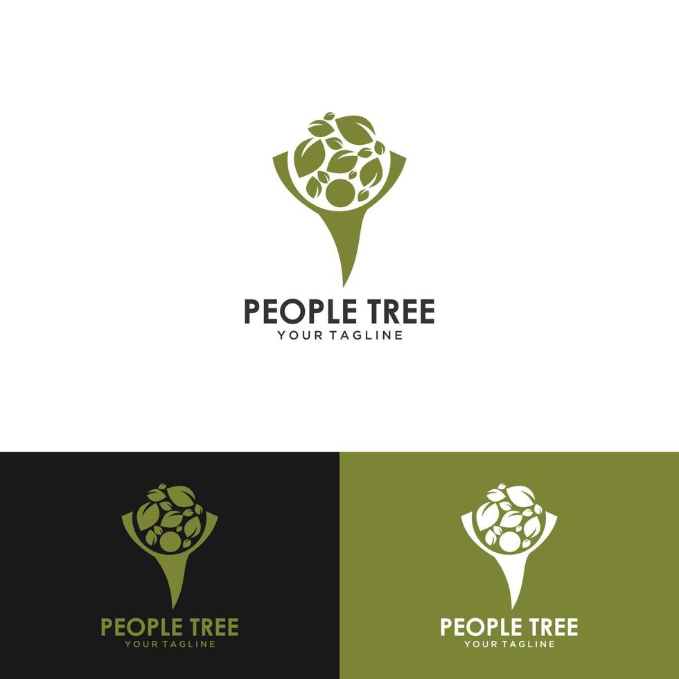 plantilla de logotipo de personas y árboles vector