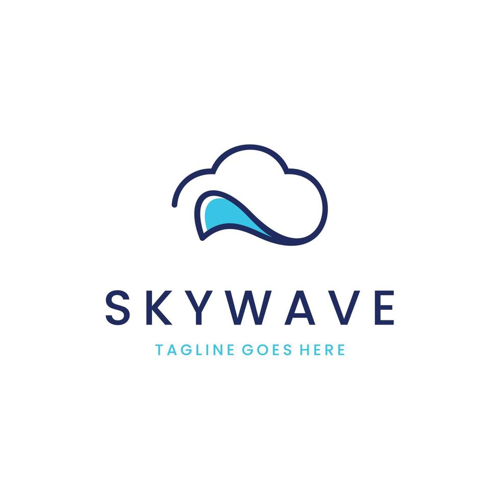 Cloud Skywave Minimal Digital Technology Logo Design vector