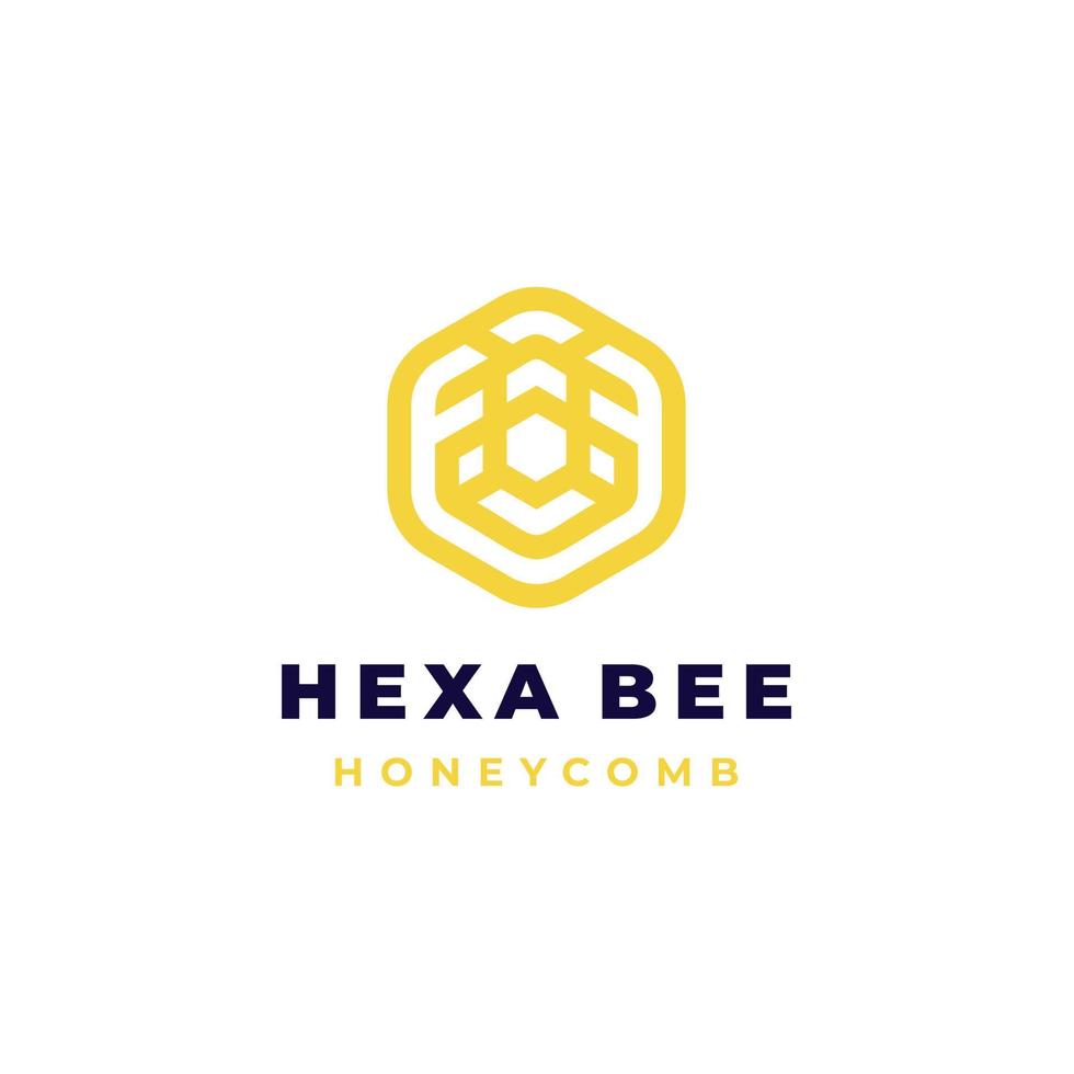 Abstract bee in hexagonal shape logo design vector