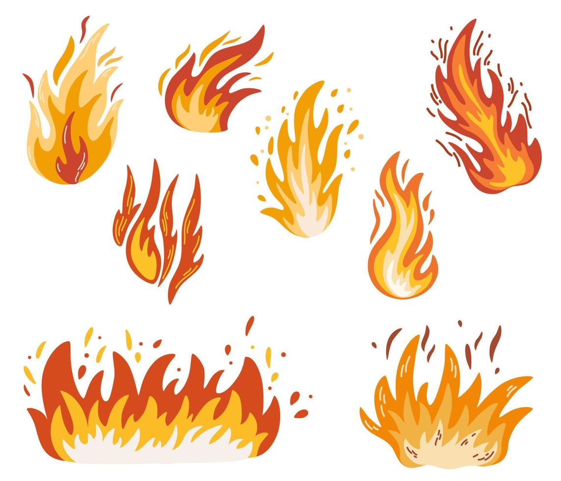Fire set. Fiery flame, bright fireball, thermal forest fire and a red-hot bonfire. Flames of different shapes. Vector fire flame icons in cartoon style. 5902764 Vector Art at Vecteezy Fire set. Fiery flame, bright fireball, thermal forest fire and a red-hot bonfire. Flames of different shapes. Vector fire flame icons in cartoon style. 5902764 Vector Art at Vecteezy