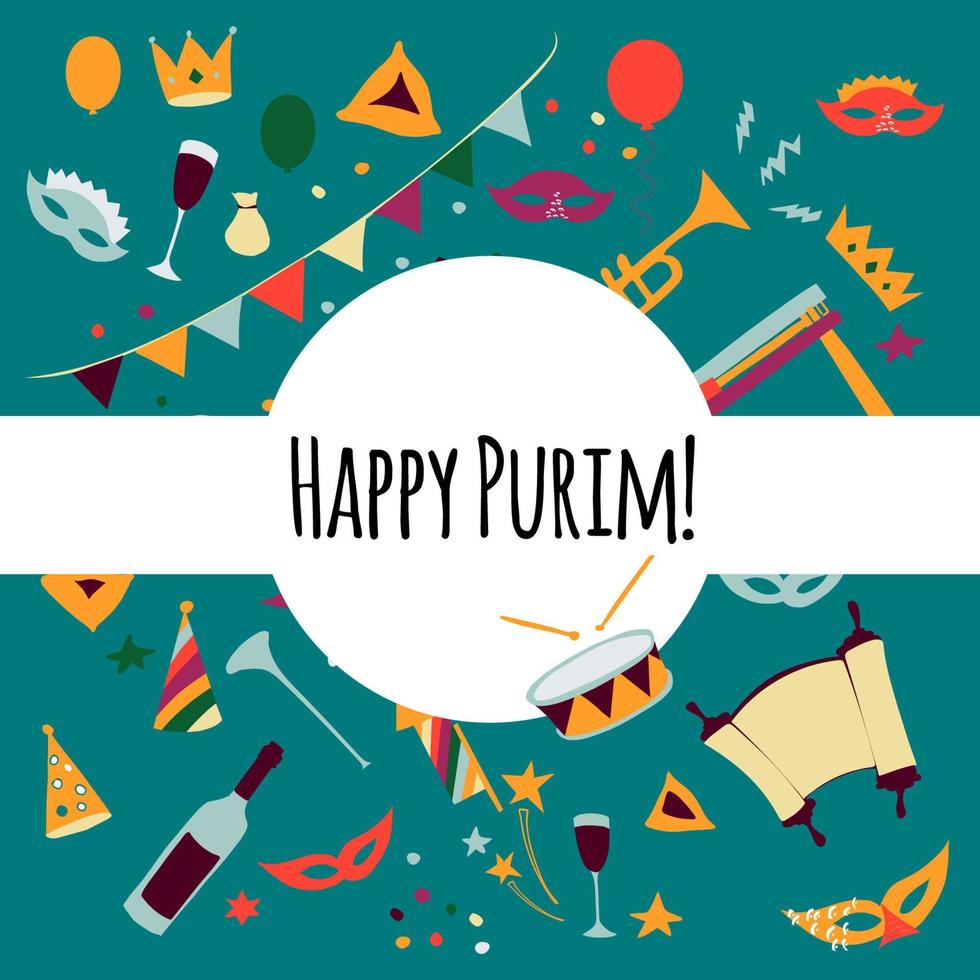 ilustración vectorial feliz carnaval de purim conjunto de elementos de diseño. vector