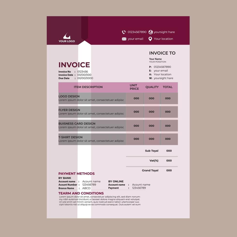 Invoice design template free vector download