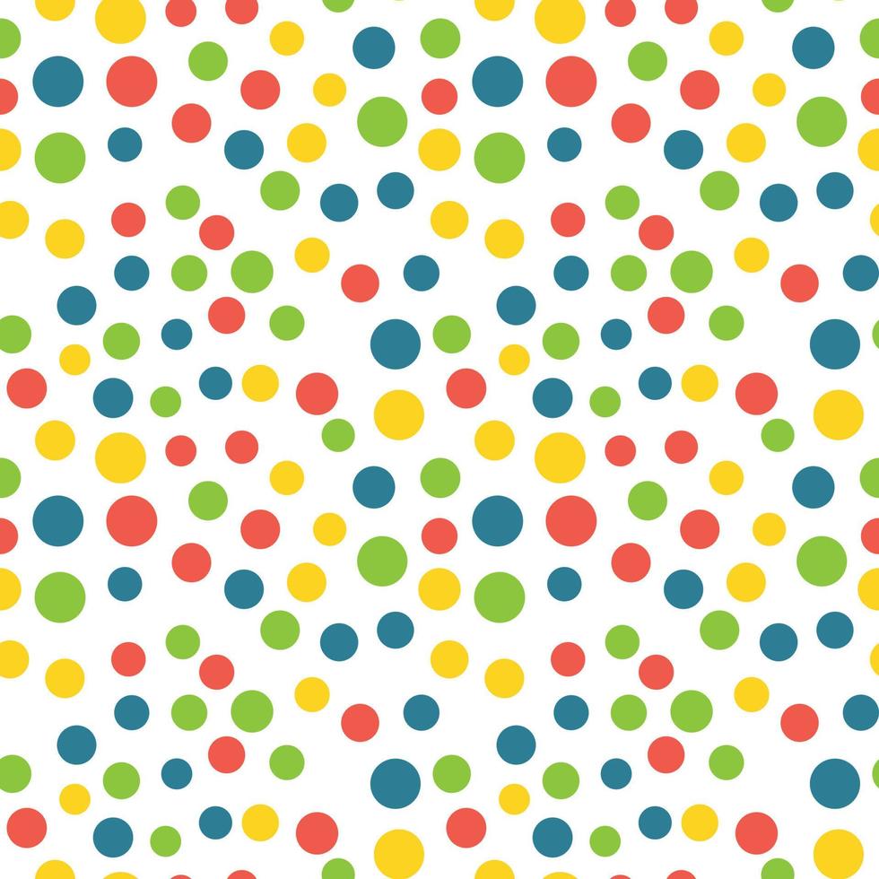 Seamless simple pattern, colorful polka dots on a white background ...