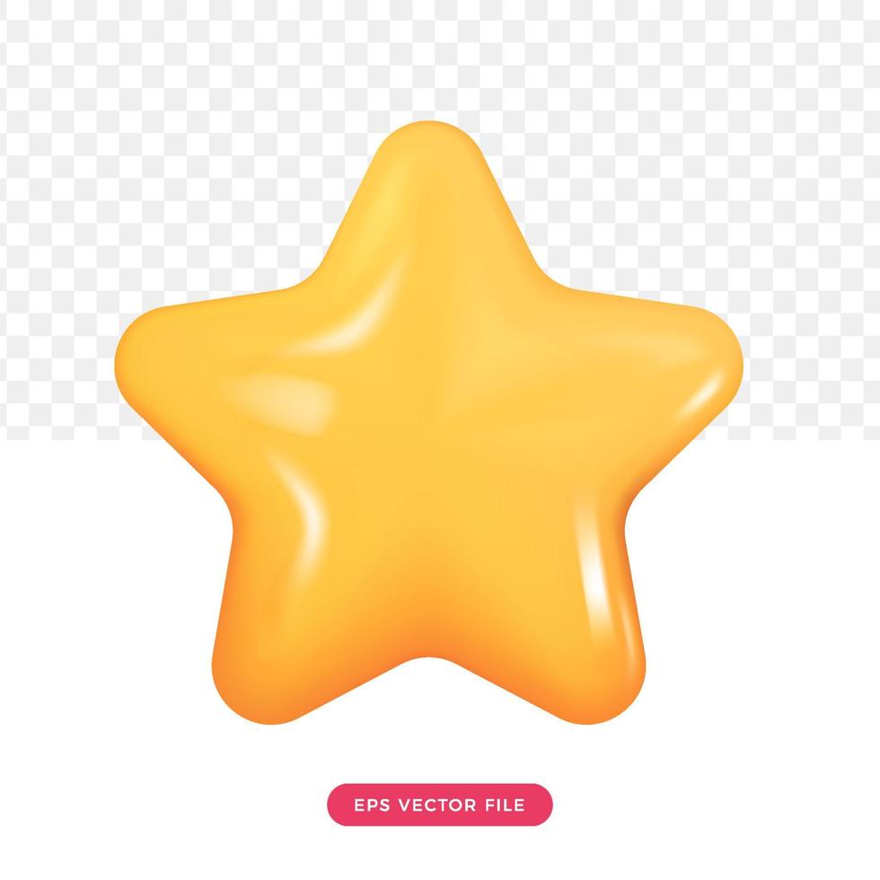 3d cute yellow star. cartoon render style 3d. cute icon 3d vector