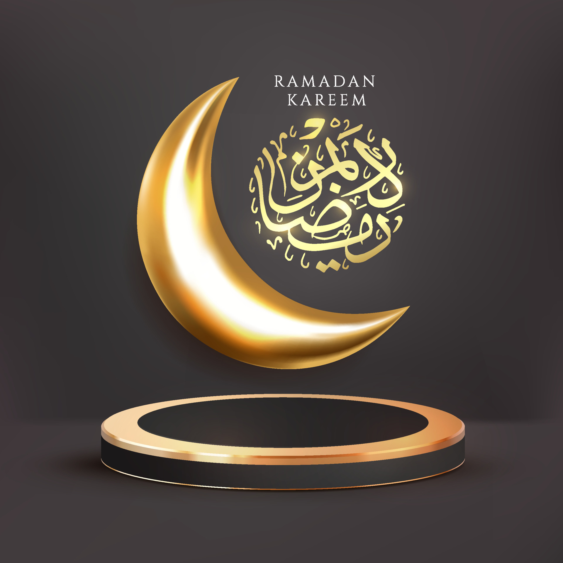 3d crescent moon. ramadan kareem islamic background 5902867 Vector Art ...