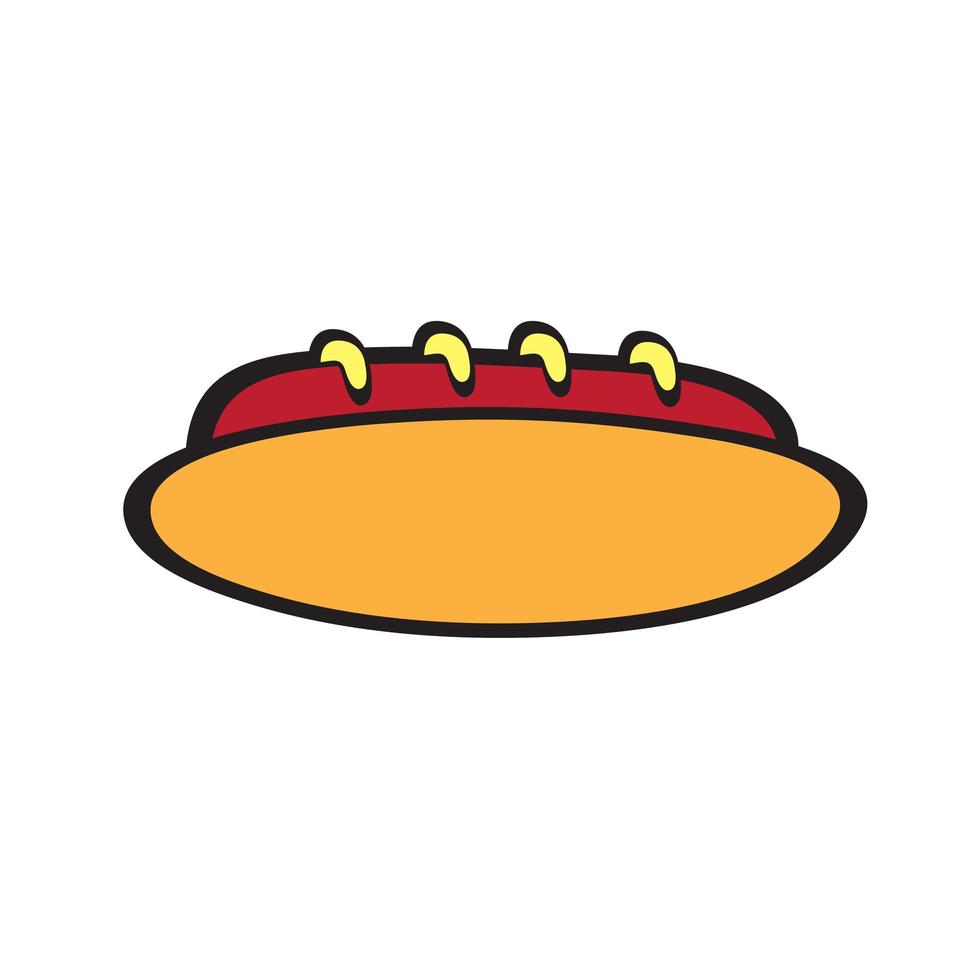 Hot dog vector with mustard in flat cartoon style. American fast food