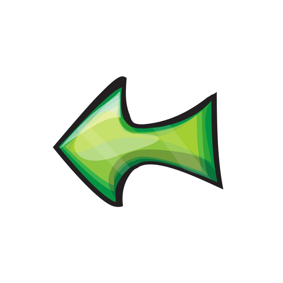 Left abstract arrow sign in green color for ui, app, games. Cartoon icon vector