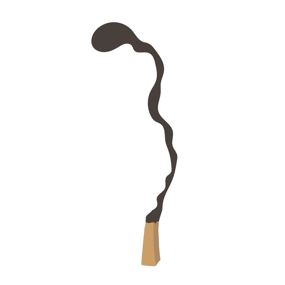 Burnt match. Black charred stick. Flat cartoon vector