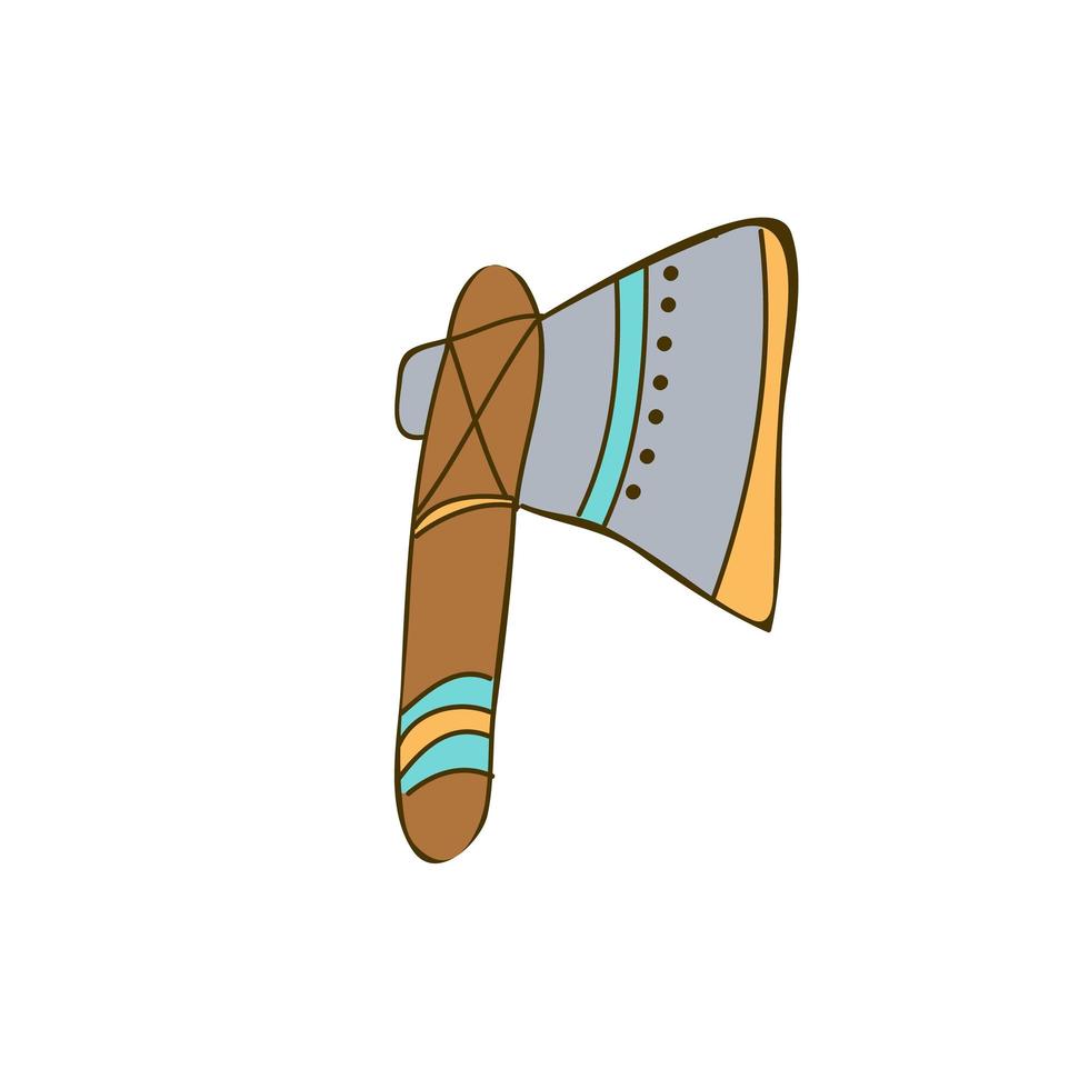 Small native american tomahawk. Simple cartoon image in hand drawn style vector