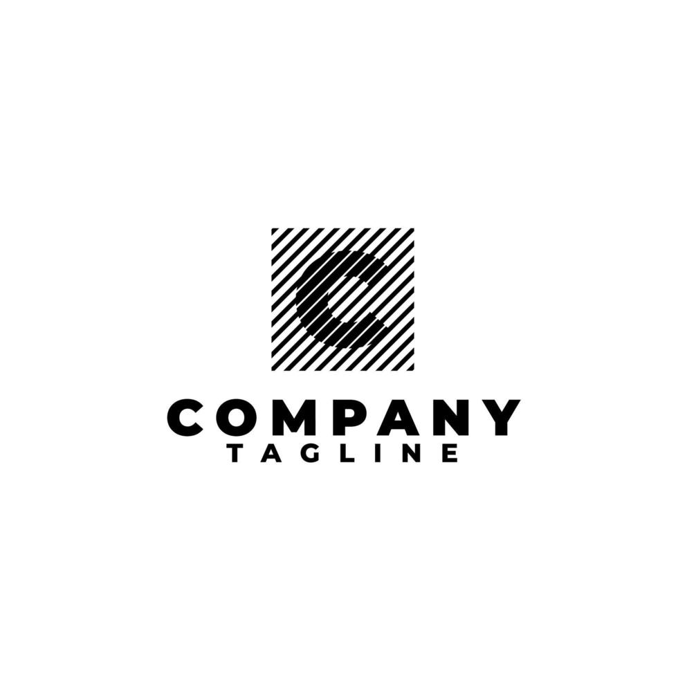 Duo tone C rectangle box logo design template. Letter C initial logo vector