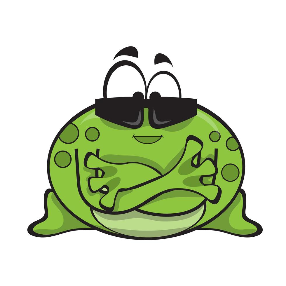 Cartoon frog character wearing sunglasses with crossed arms vector