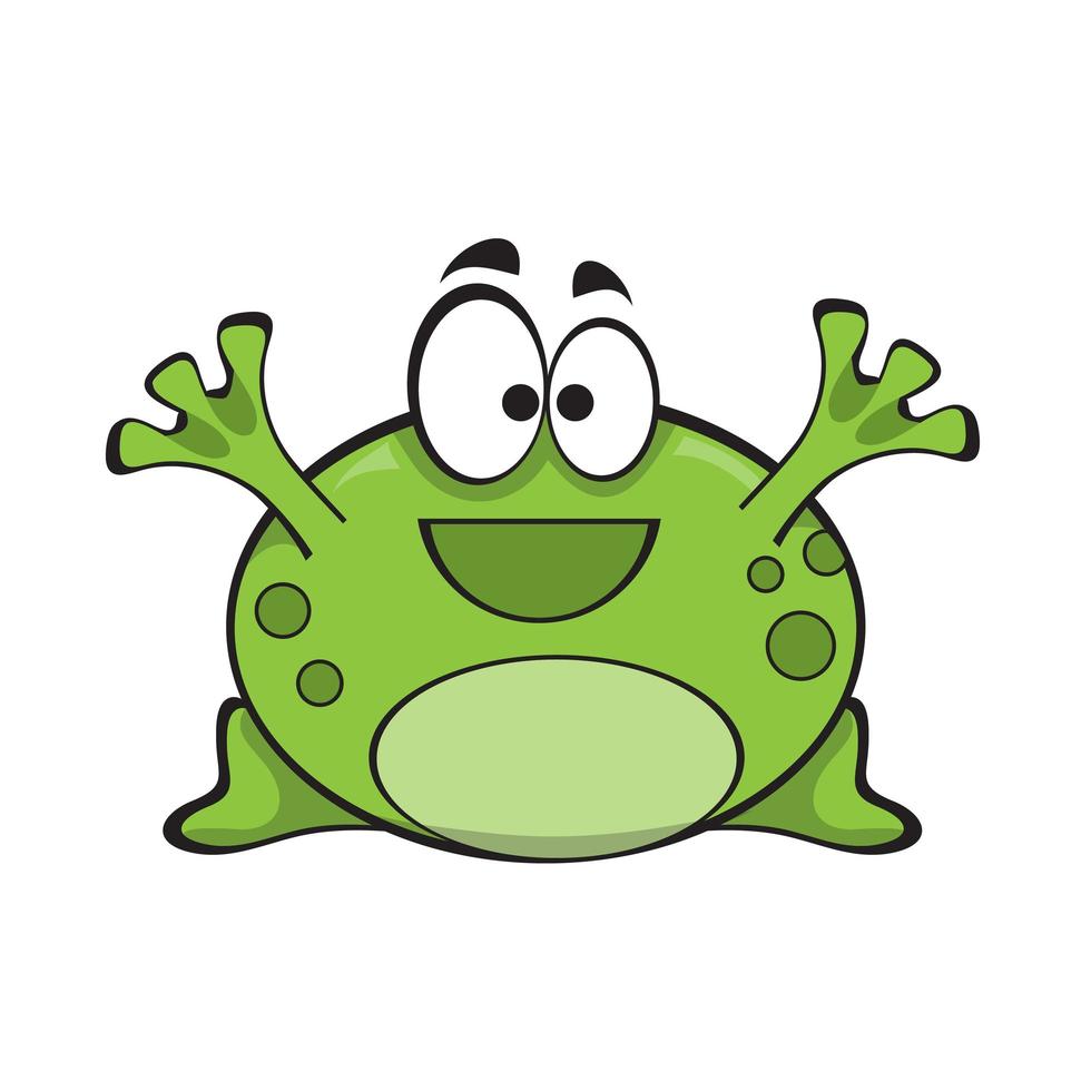 Cute green frog, cartoon character isolated on white background vector