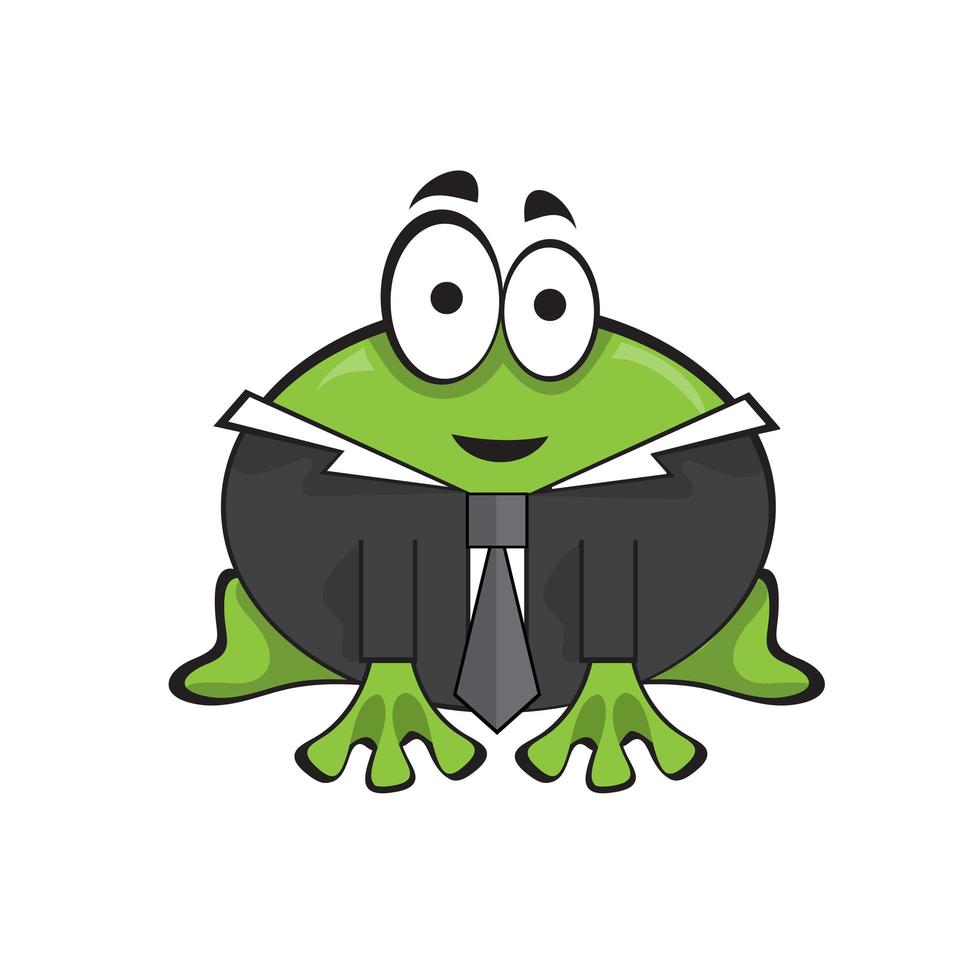 Cute businessman boss frog with shirt and tie - cartoon illustration on white vector