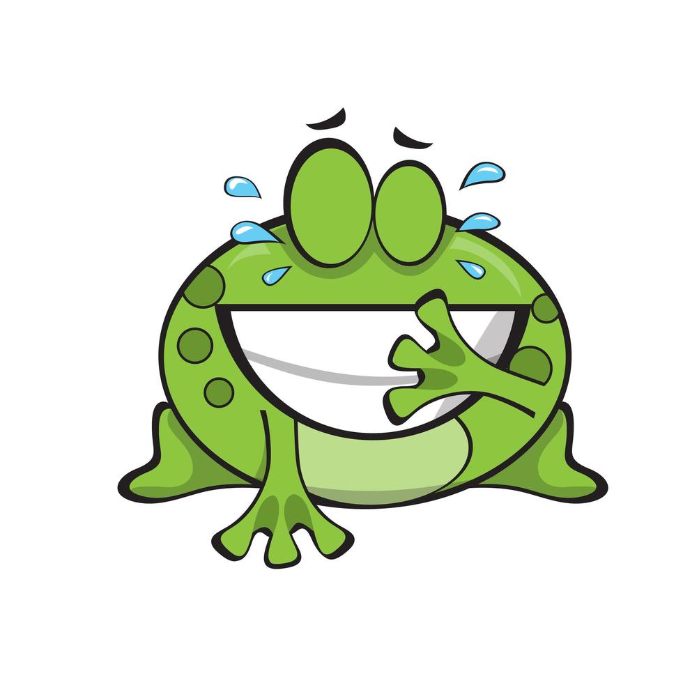 Cute green frog, cartoon character isolated on white background vector