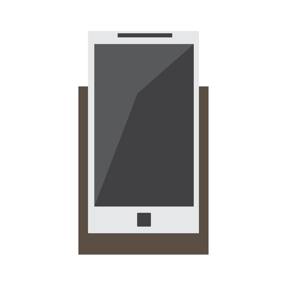 teléfono inteligente en el stand - icono plano simple. accesorios de móviles vector
