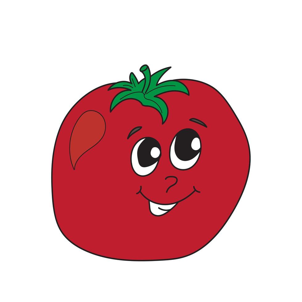 Ilustración de vector de tomate lindo y divertido. vegetales vectoriales editables.