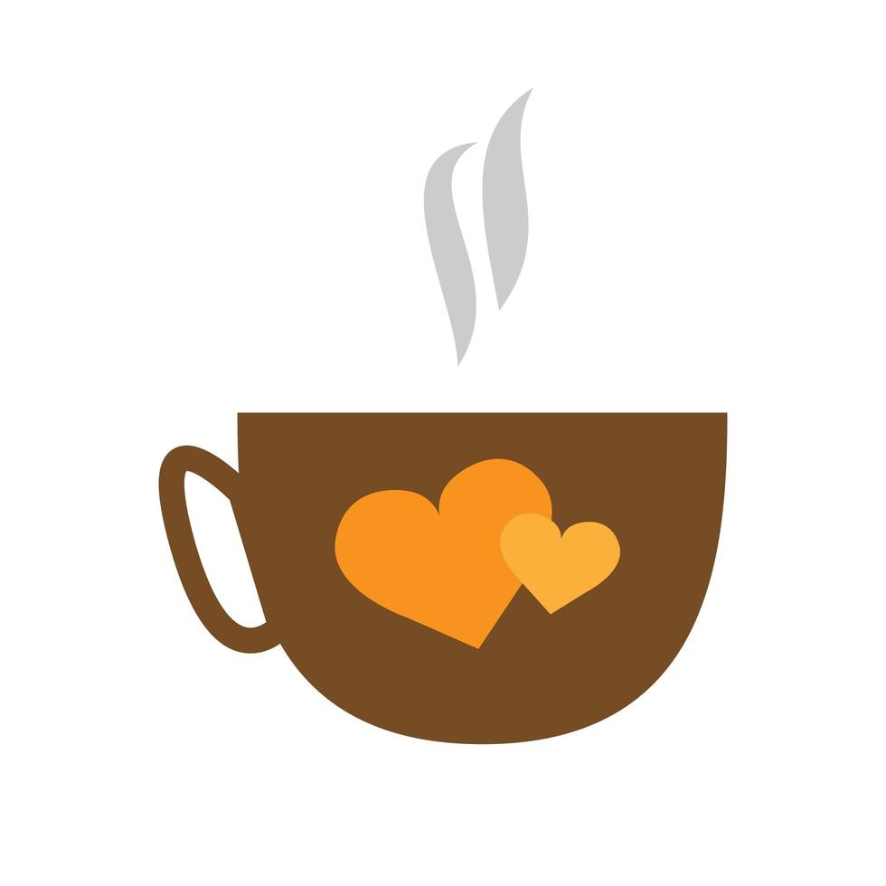 taza de café con corazones - diseño de ilustración de vector de icono plano.