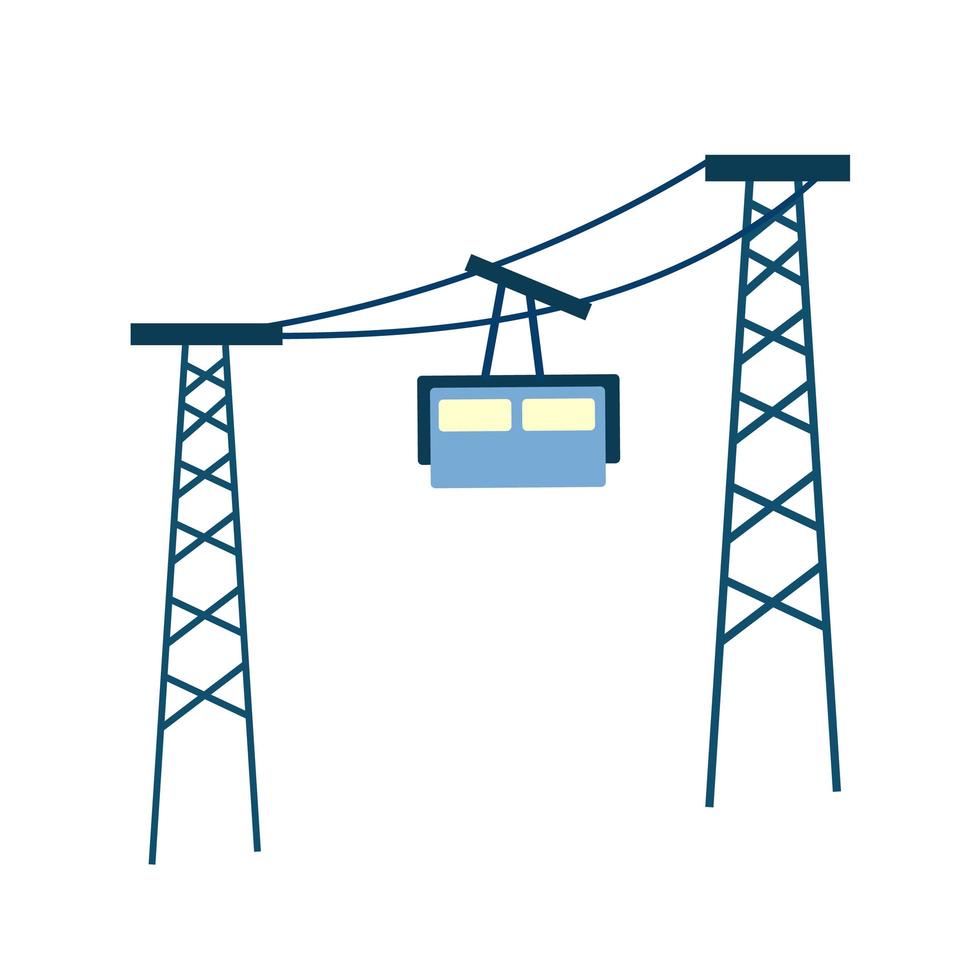 Ski cable lift icon for ski and winter sports. Design for tourist catalog, flyer vector