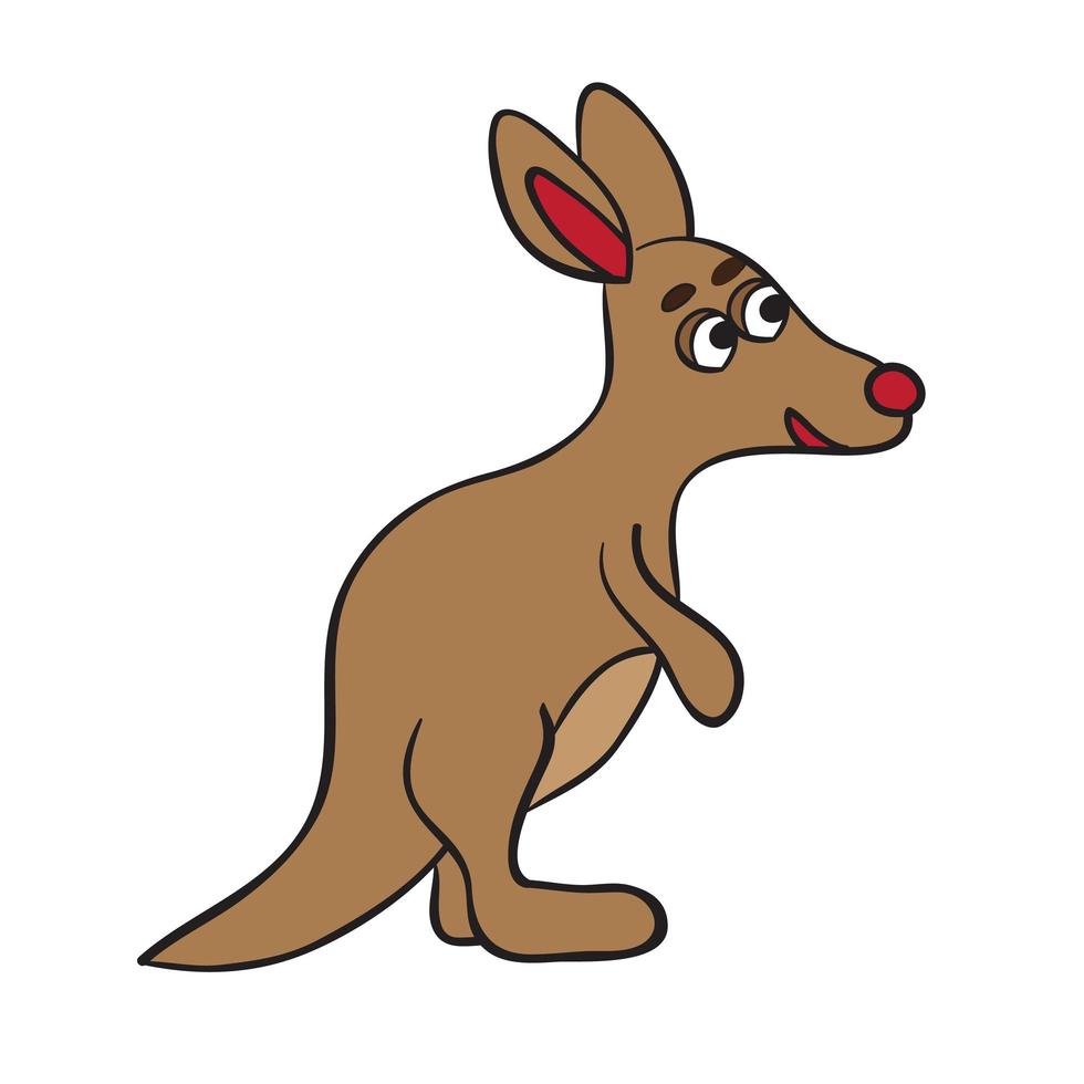 Vector cartoon style illustration of cute kangaroo.