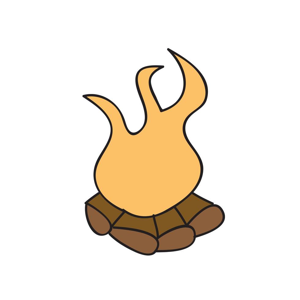 Bonfire - hand drawn vector doodle illustration. Camping element.