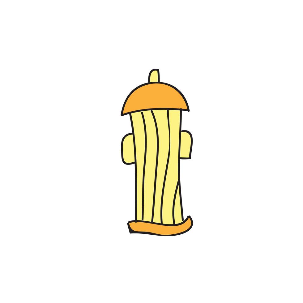 Fire hydrant. Flat cartoon illustration. Yellow icon of fire fighting tool. vector