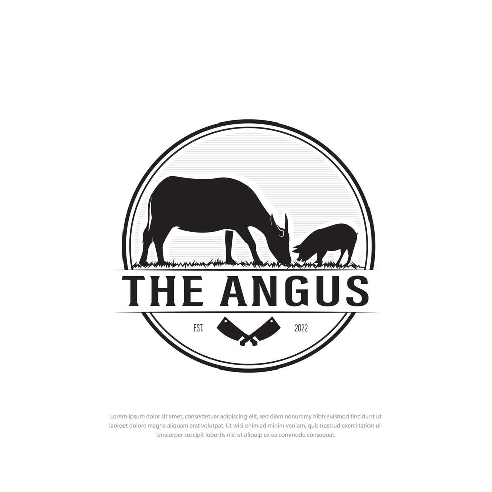 Farm animal logo classic design, farm animal logo, slaughtered animal vector