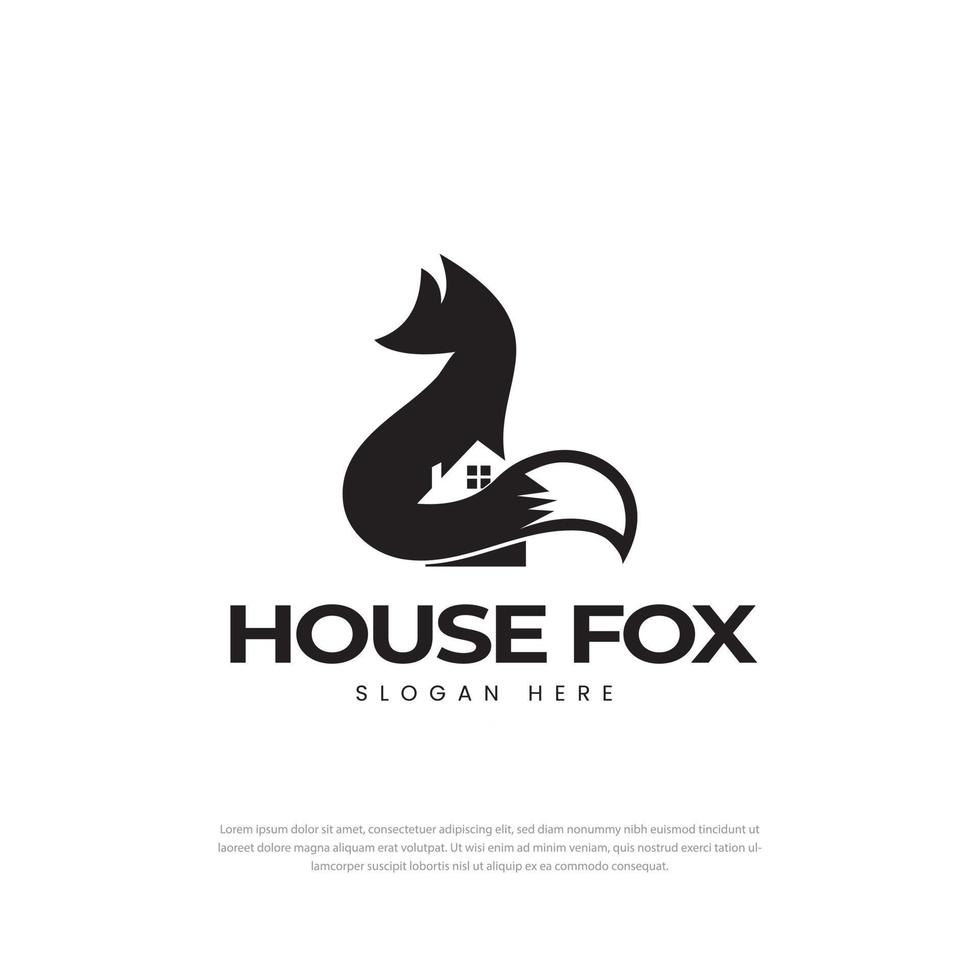 logotipo de la casa del zorro del personaje para construir una agencia inmobiliaria inmobiliaria vector