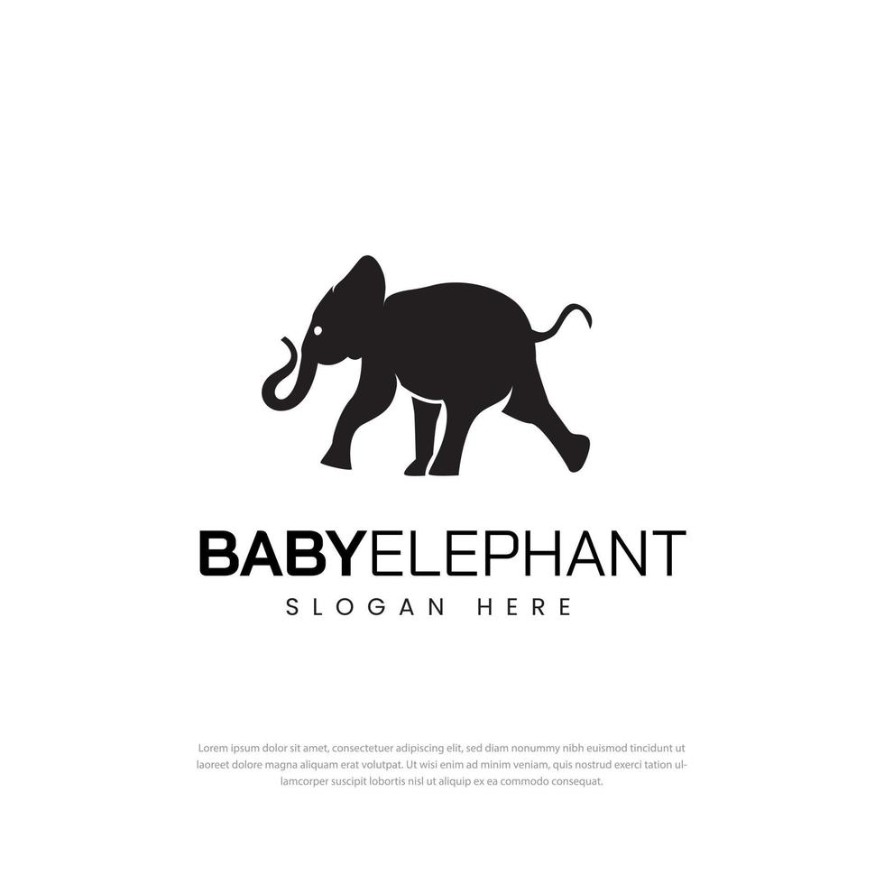 Baby elephant logo running elephant silhouette, icon design template design vector