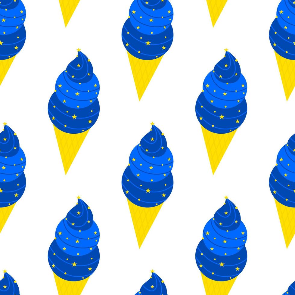 Ice cream on a white background. Seamless pattern. Seamless background. Vector from geometric shapes. Package decoration pattern. Wrapping paper pattern.