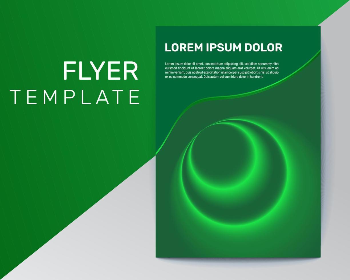 Green flyer design template. Minimal green gradient color background. vector