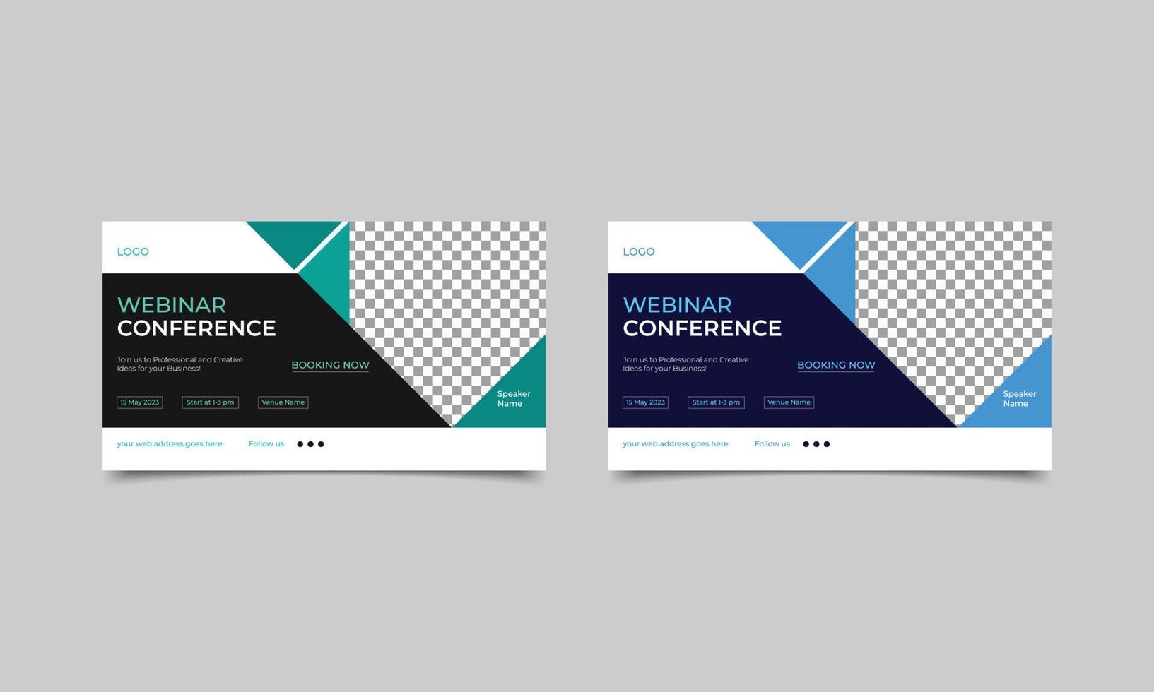 Webinar conference web banner post design. Conference live webinar banner invitation template. vector