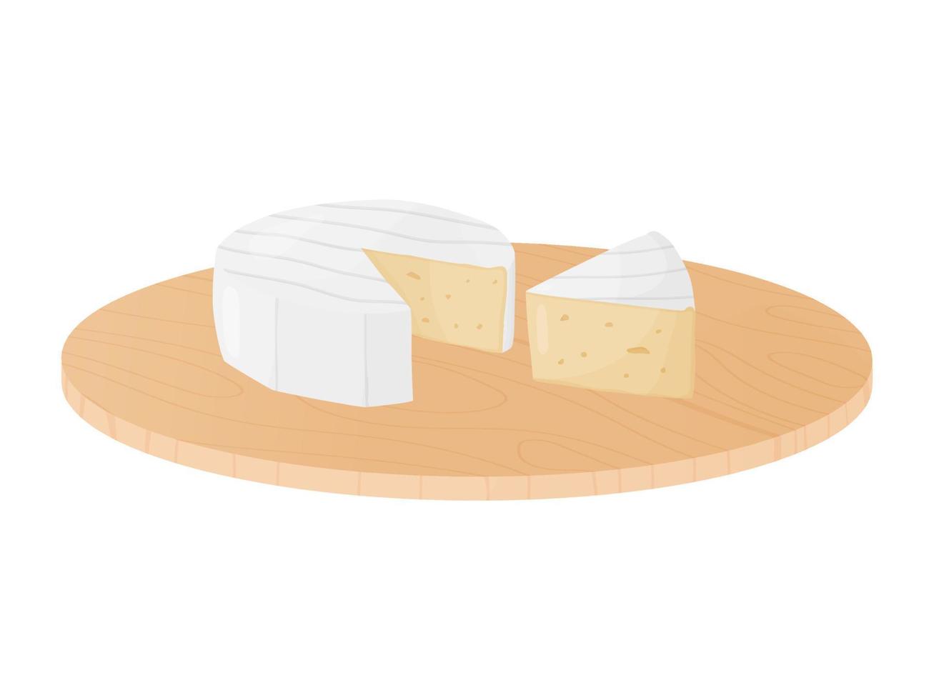 Camembert soft cheese block. Farm market product for label, poster, icon, packaging. vector