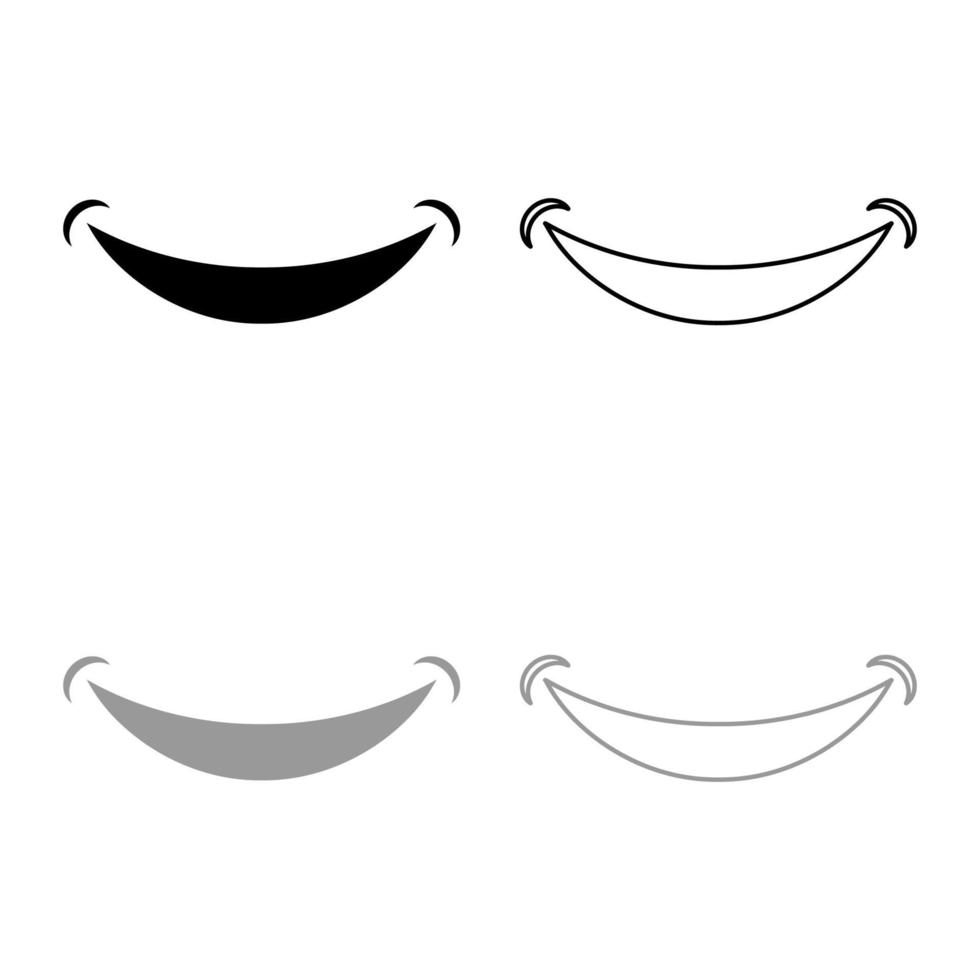 sonrisa smlie doodle icono contorno conjunto negro gris color vector ilustración estilo plano imagen