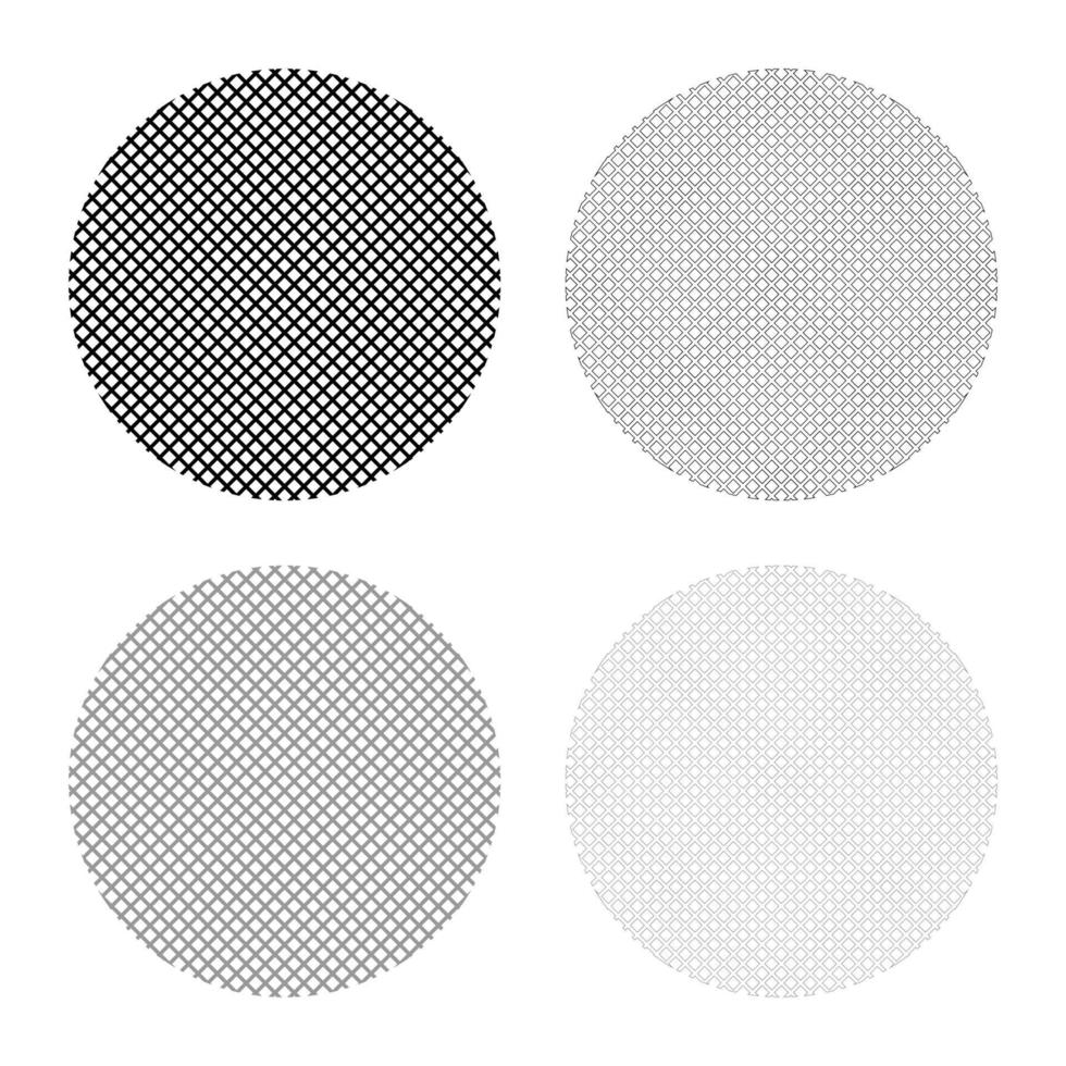 conjunto de contorno de icono de material de filtro redondo color gris negro ilustración vectorial imagen de estilo plano vector