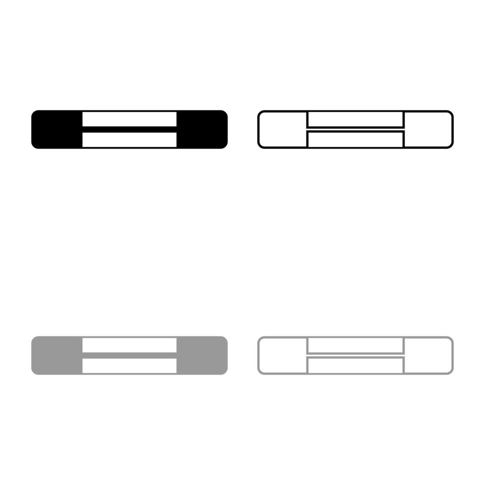 símbolos de circuito de fusibles eléctricos protección de sobrecarga icono de elemento fusible conjunto de contorno negro gris color vector ilustración imagen de estilo plano