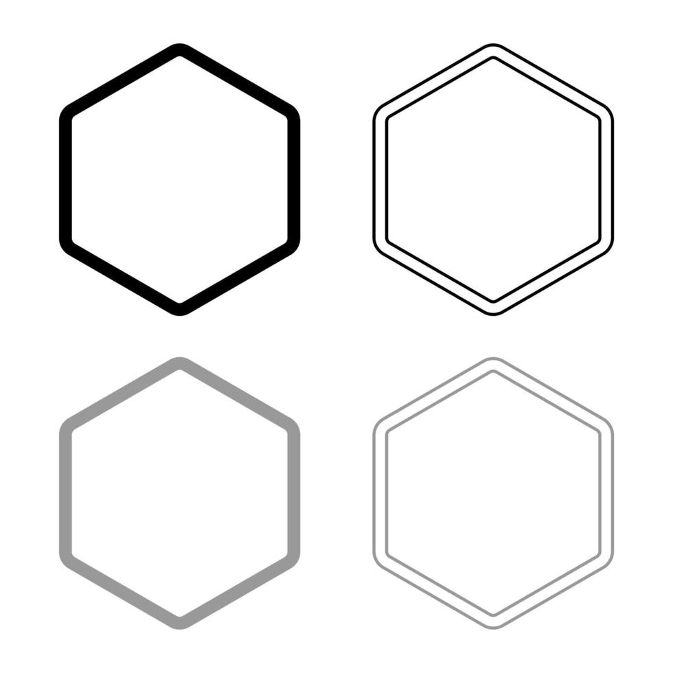 conjunto de contorno de icono de elemento de forma hexagonal color gris negro ilustración vectorial imagen de estilo plano vector