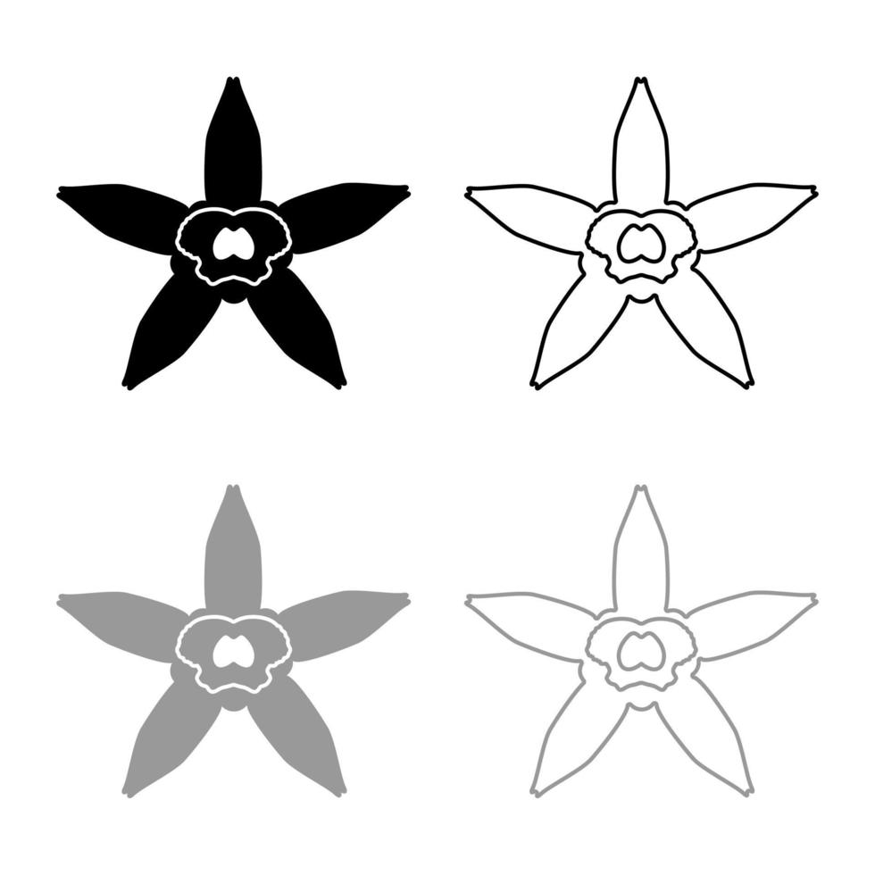 Vanilla flower icon outline set black grey color vector illustration flat style image